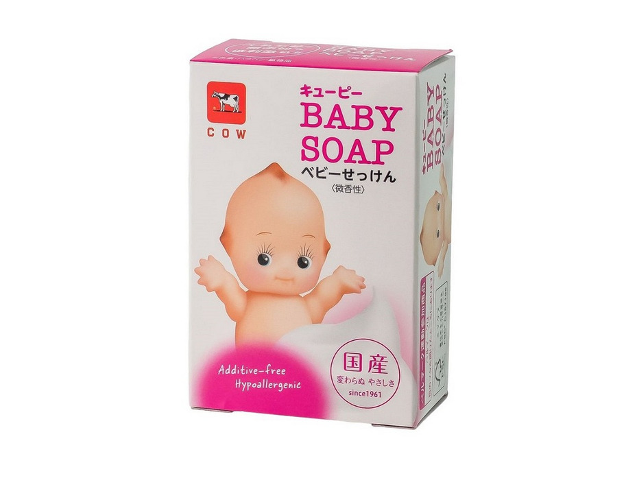 Детское мыло для чувствительной кожи с натуральными сливками и скваланом Qp Baby Soap 90 гр / Cow