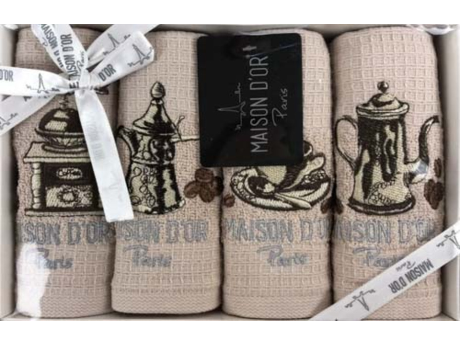 Набор полотенец Coffee Dor вафельно-махровые в подарочной упаковке (30*50, 4 пр) / Maison Dor