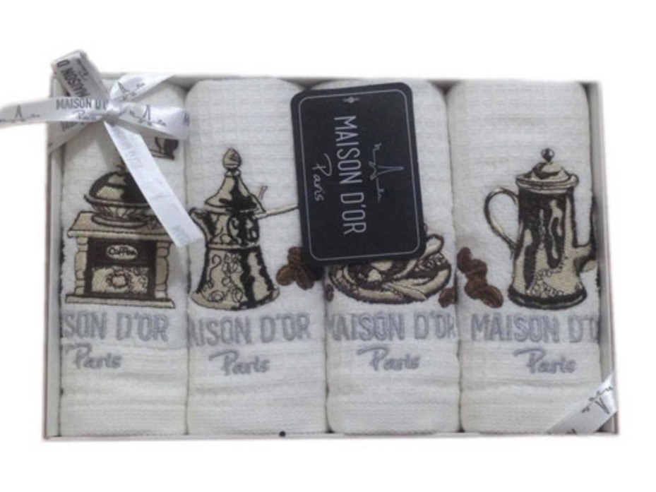 Набор полотенец Coffee Dor вафельно-махровые в подарочной упаковке (30*50, 4 пр) / Maison Dor