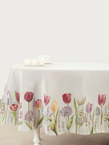 Скатерть Тюльпаны моей любимой серый фон гобелен 160*250 / Le Gobelin