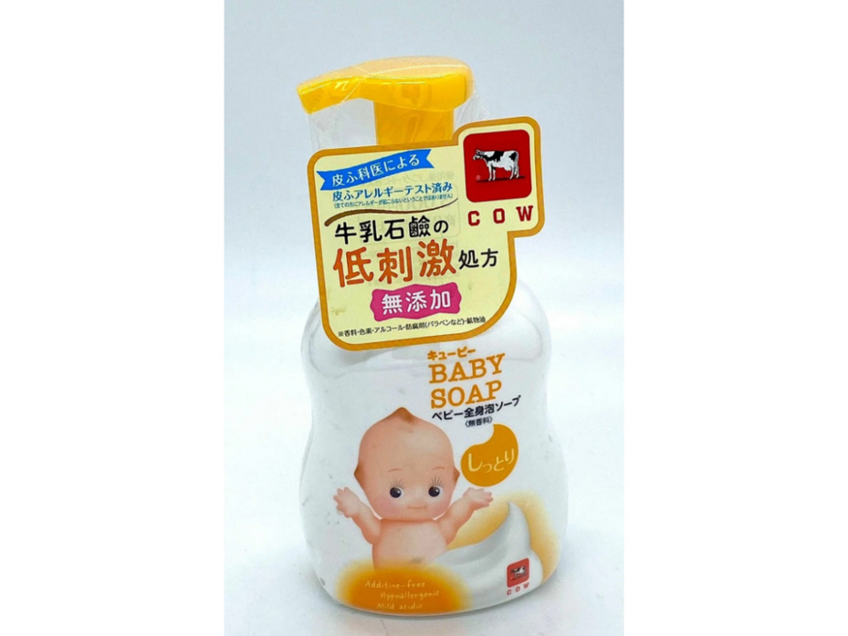 Детское мыло - пенка Qp Baby Soap 2 в 1 для мытья волос и тела с первых дней жизни (без слез) 400 мл / Cow