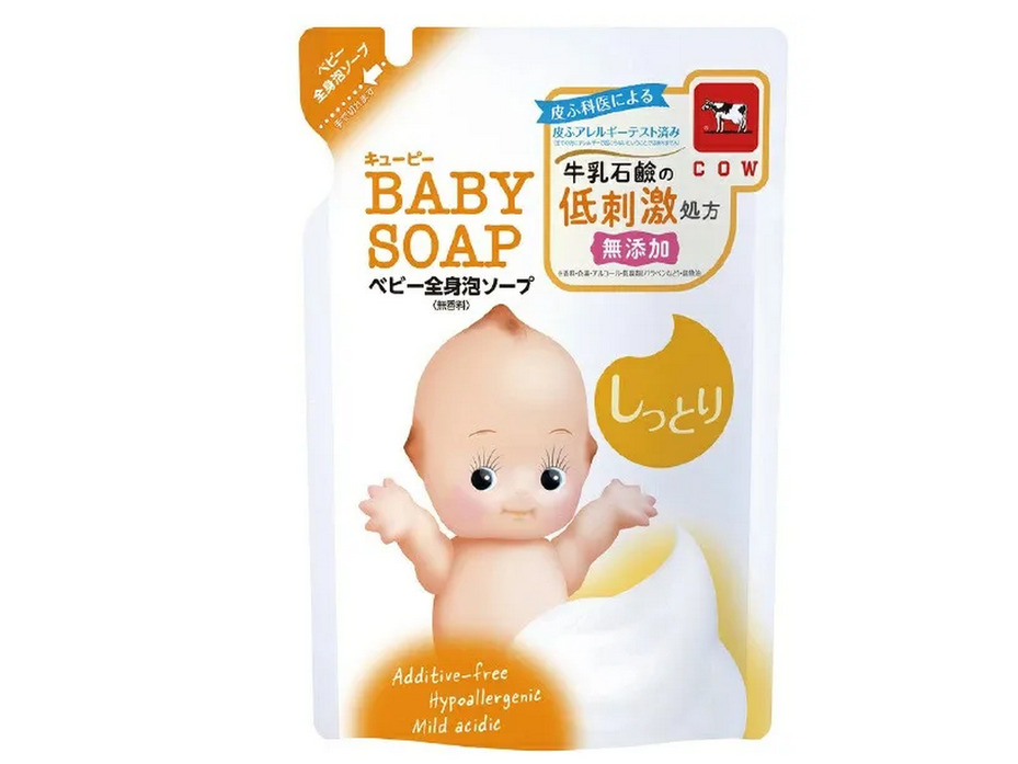 Детская пенка 2 в 1 для мытья волос и тела QP Baby soap в мягкой упаковке 350 мл / Cow
