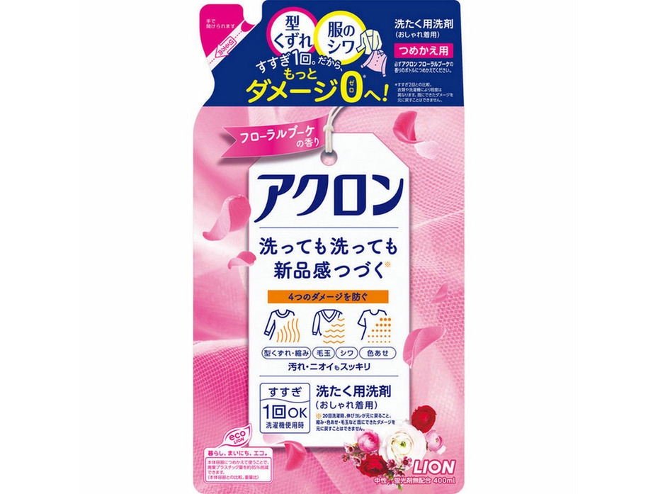 Жидкое средство для стирки Acron Цветочный бкет для деликатных тканей в мягкой упаковке, 400 мл / Lion