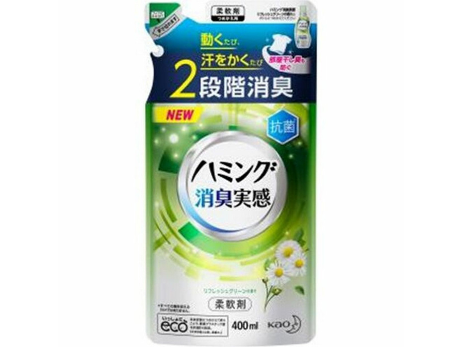 Кондиционер - ополаскиватель для белья Humming Сочная зелень, мягкая упаковка 400 мл / Kao