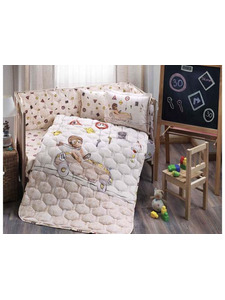 Набор в кроватку Бортики и постельное белье с одеялом Uyku seti driver ранфорс для новорожденных / Tac