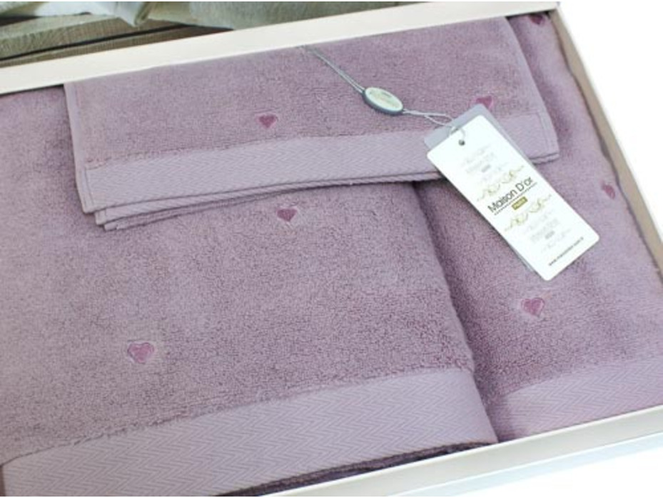 Набор полотенец Soft Hearts махровые в подарочной упаковке (30*50, 50*100, 85*150) / Maison Dor