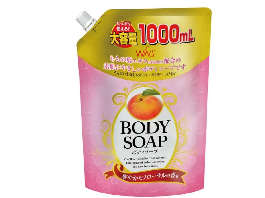 Крем-мыло для тела Wins body soap peach в мягкой упаковке 400 мл / Nihon Detergent