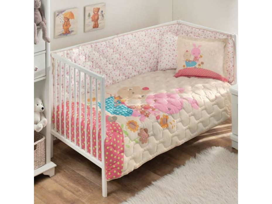 Набор в кроватку Бортики и постельное белье с одеялом Uyku seti garden ранфорс для новорожденных / Tac