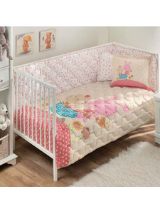 Набор в кроватку Бортики и постельное белье с одеялом Uyku seti garden ранфорс для новорожденных / Tac