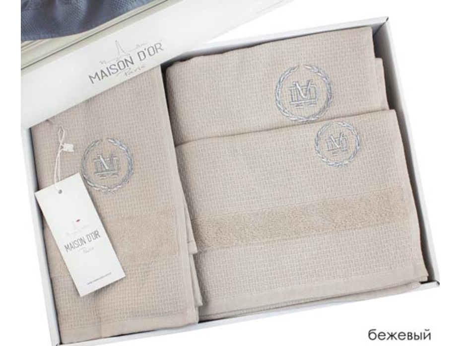 Набор полотенец Bonni вафельно-махровые в подарочной упаковке (30*50, 50*70, 70*140) / Maison Dor