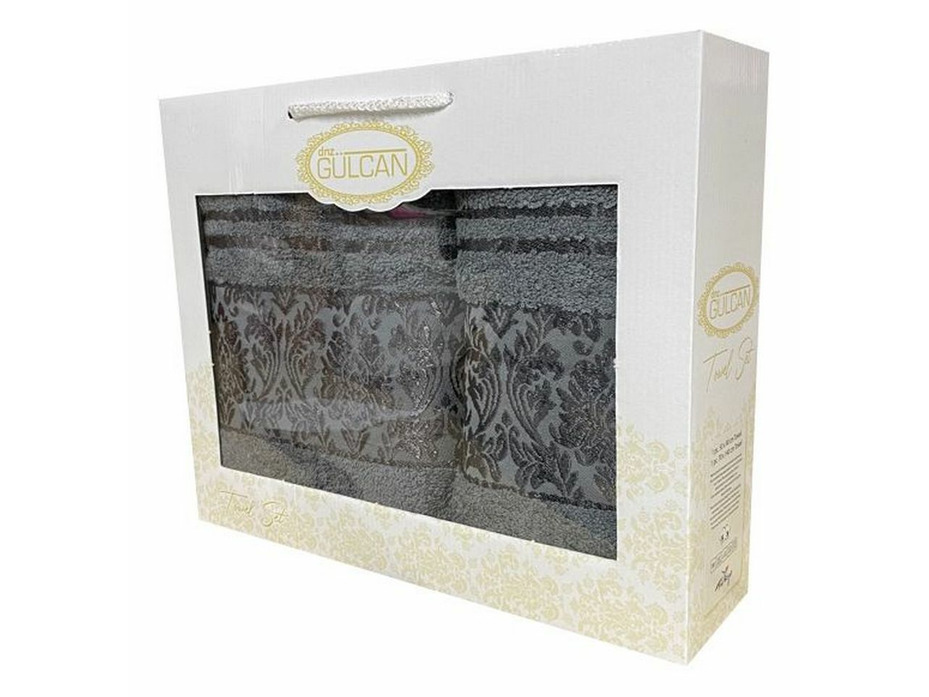Набор полотенец Gulcan Жаккард Дамаск махровые в подарочной упаковке (50*90, 70*140) / Activ