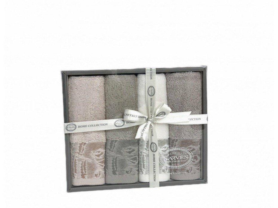 Набор полотенец в подарочной упаковке HN 731 Sonbahar махровые 30*50 (4 шт) / Karven