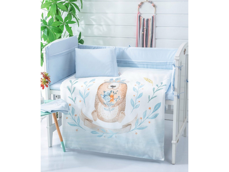 Набор в кроватку Бортики и постельное белье Bear ранфорс для новорожденных / Arya