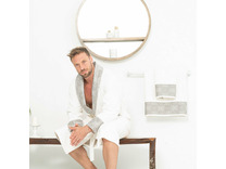Набор мужской Coco Chanel, халат, полотенце и тапочки (50*90, 75*150) махровый / Tivolyo Home