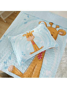 Покрывало с наволочкой детское Sunny day №3 Жираф хлопковое 120*200, 50*70 (1 шт) / Sofi de Marko