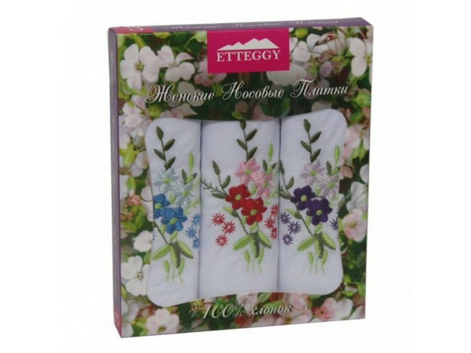 Набор носовых платков PV 61 в подарочной упаковке хлопковые (28*28, 3 шт) / Etteggy