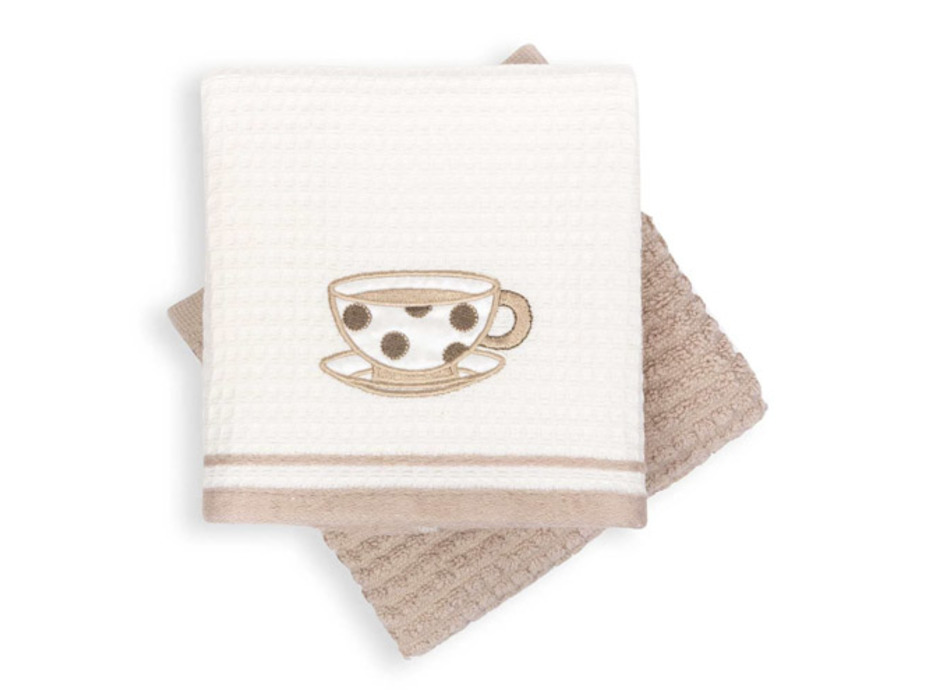 Набор полотенец Tea time-2 с вышивкой вафельно-махровые (40*60, 2 шт) / Arya