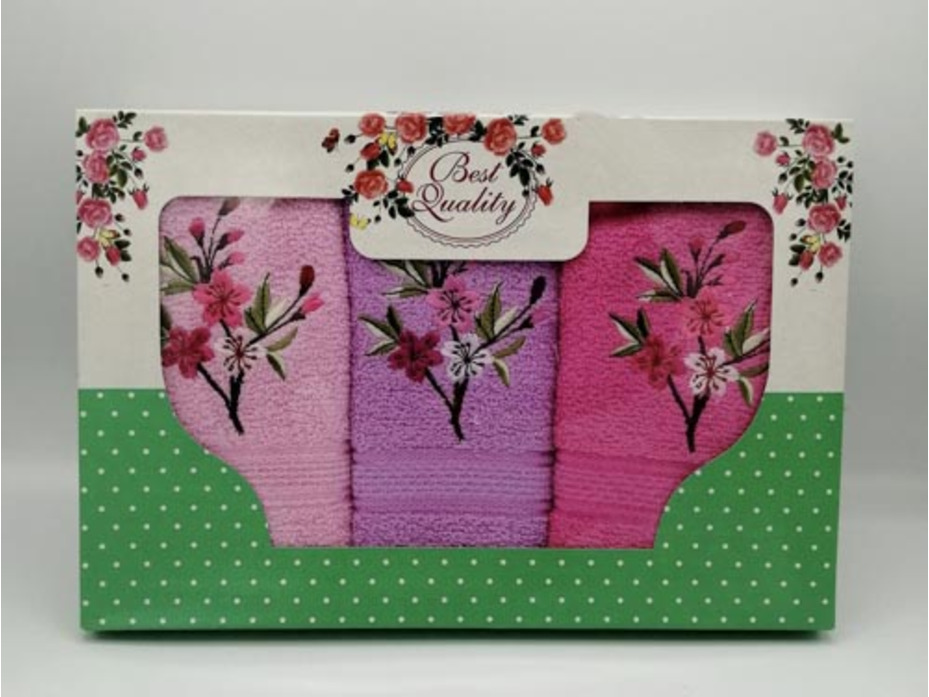 Набор полотенец Цветы махровые (30*50, 3 шт) / Activ