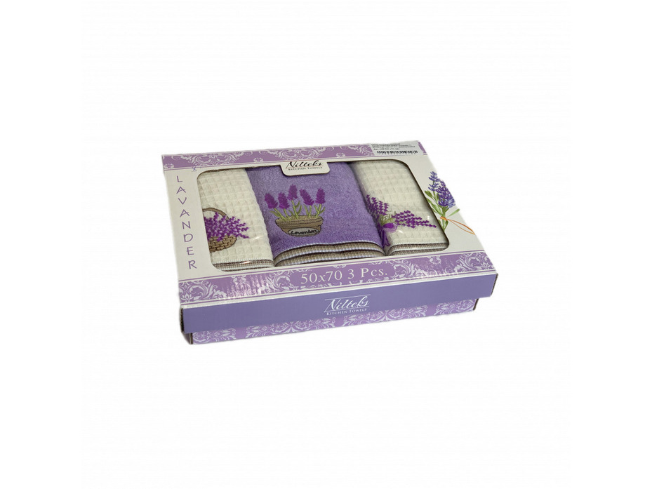Набор полотенец HM 741 Лаванда вафельно-махровые (50*70, 3 шт) / Karven