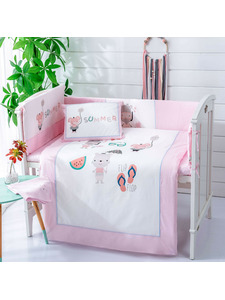 Набор в кроватку Бортики и постельное белье Summer ранфорс для новорожденных / Arya