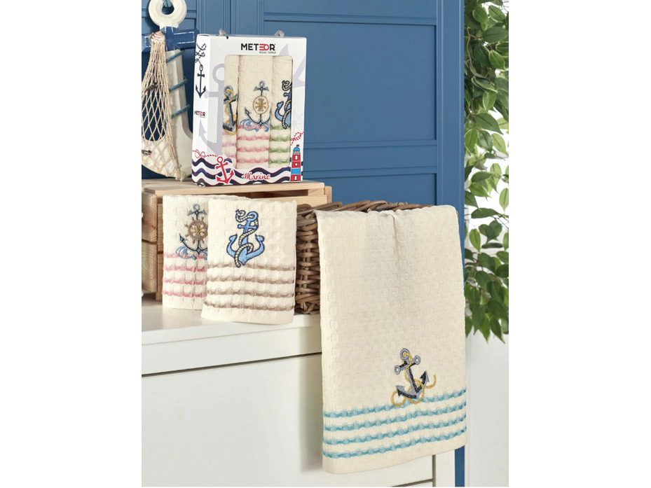 Набор полотенец Sole marine вафельные (40*60, 3 шт) / Meteor