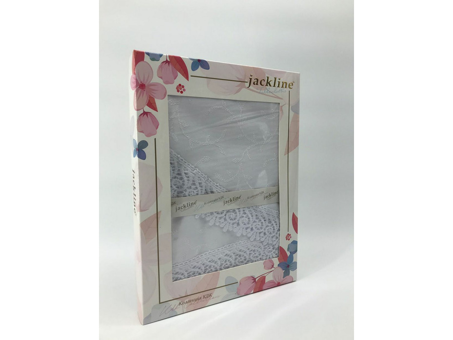 Скатерть Jackline овал жаккардовый рисунок с гипюром 160*220 / Activ