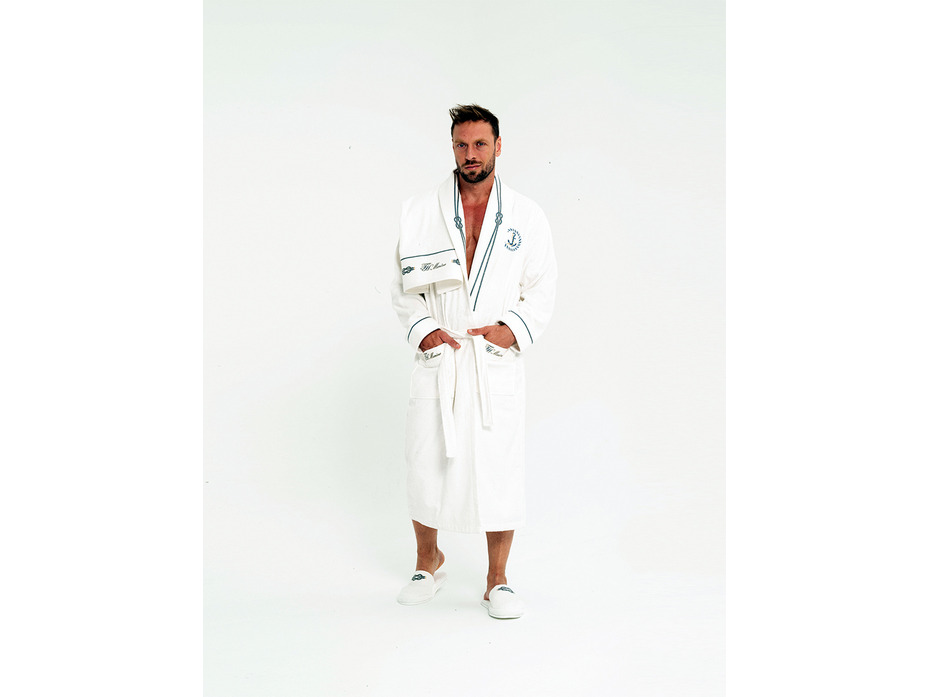 Набор мужской, халат, полотенце и тапочки Marine махровый / Tivolyo Home