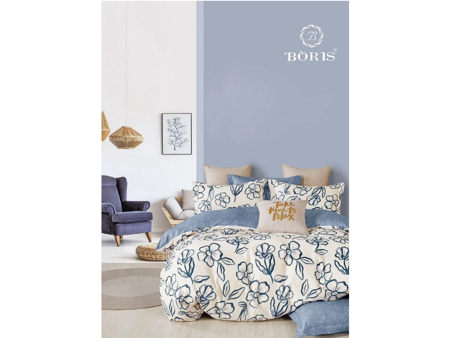 Постельное белье с простыней на резинке 0205 полисатин Семейный / Boris