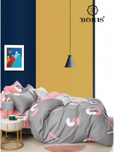 Постельное белье с простыней на резинке 0193 полисатин Евро сп / Boris Постельное белье с простыней на резинке 0193 полисатин Евро сп / Boris