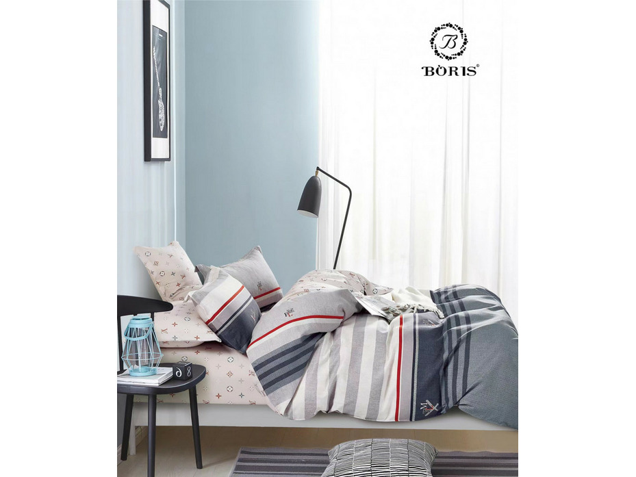 Постельное белье с простыней на резинке 0195 полисатин Евро сп / Boris