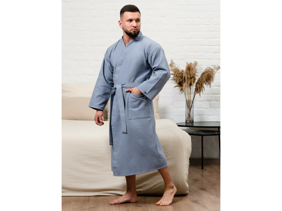 Халат - кимоно унисекс удлиненный вафельный, цветной / Ашма