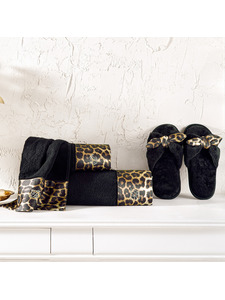 Набор полотенец и тапочки Leopard махровые (30*50, 50*100, 75*150) / Tivolyo Home