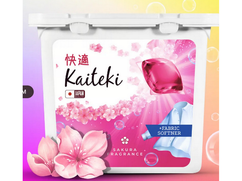 Капсулы для стирки 3 в 1 Softener с ароматом Сакуры, 100 шт / Kaiteki