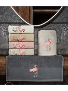Полотенце H 3261 Vip cotton flamingo махровое 70*140 / Karven