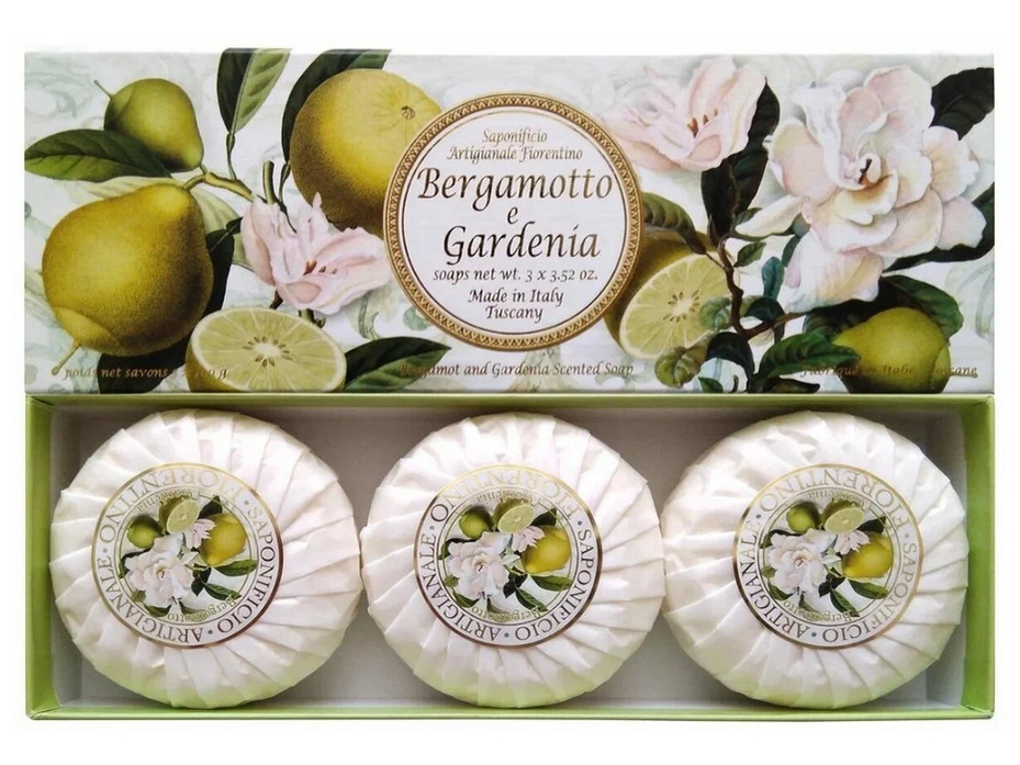 Мыло Bergamot and Gardenia с ароматом бергамота и гардении, 100 гр (3 шт) / Saponificio Artigianale Fiorentino