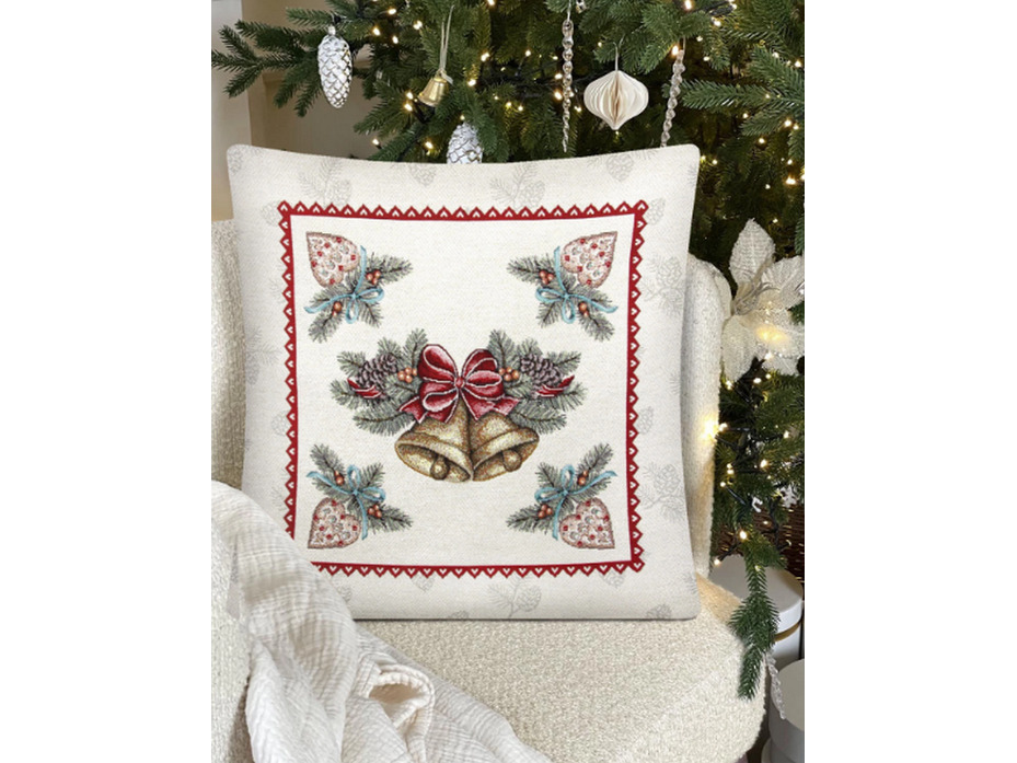 Наволочка декоративная 9389 Еловые ветки колокольчик гобелен 45*45 / Le Gobelin