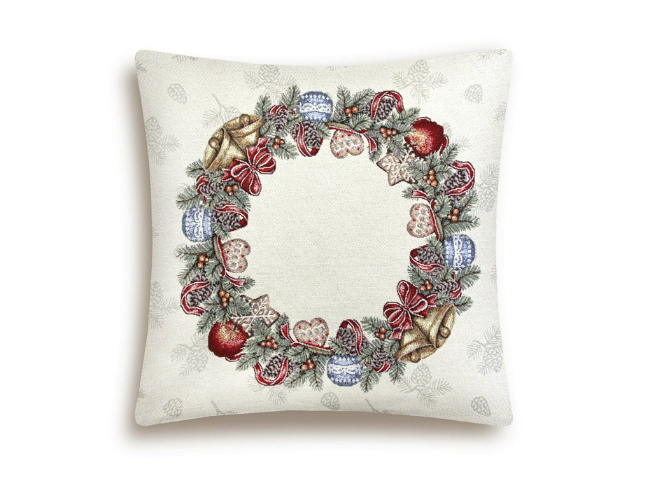 Наволочка декоративня 9388 Еловые ветки веночек гобелен 45*45 / Le Gobelin