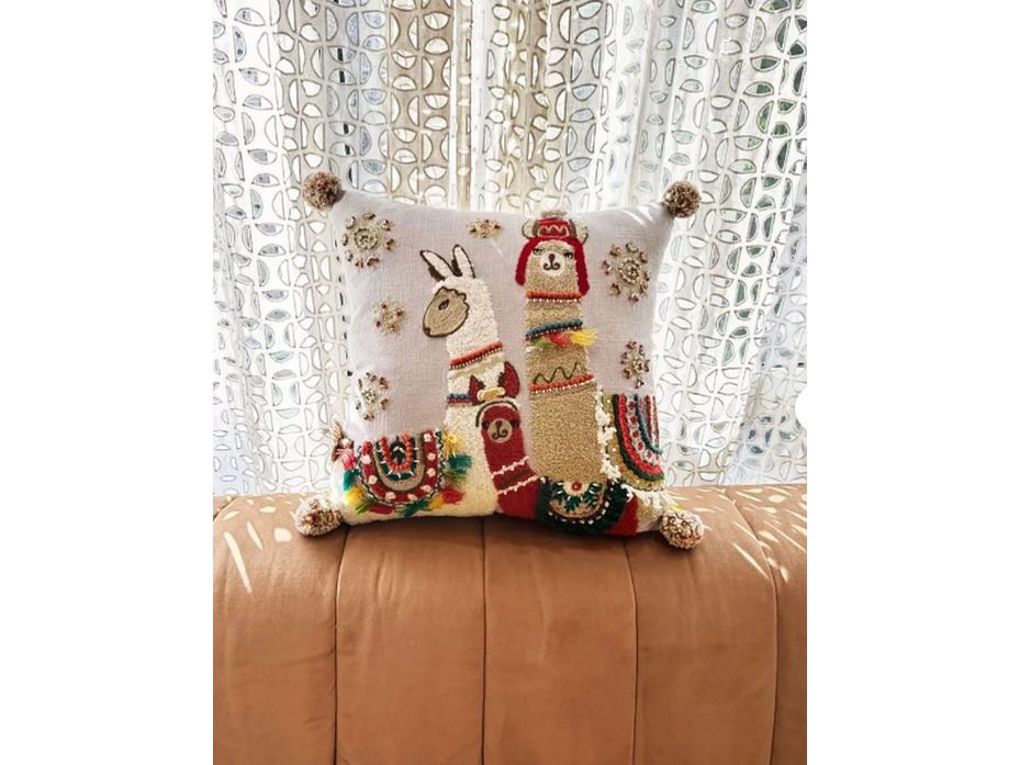 Наволочка декоративная Cheerful Llamas хлопковая 45*45 / Arya