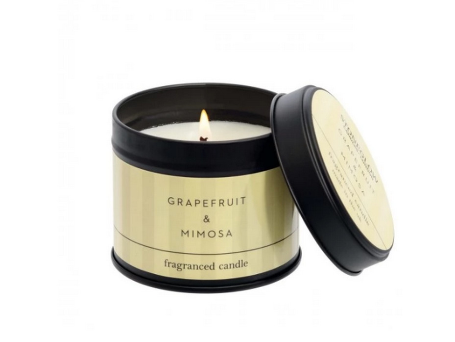 Грейпфрут и мимоза / Свеча в жестяной банке 135 гр / StoneGlow