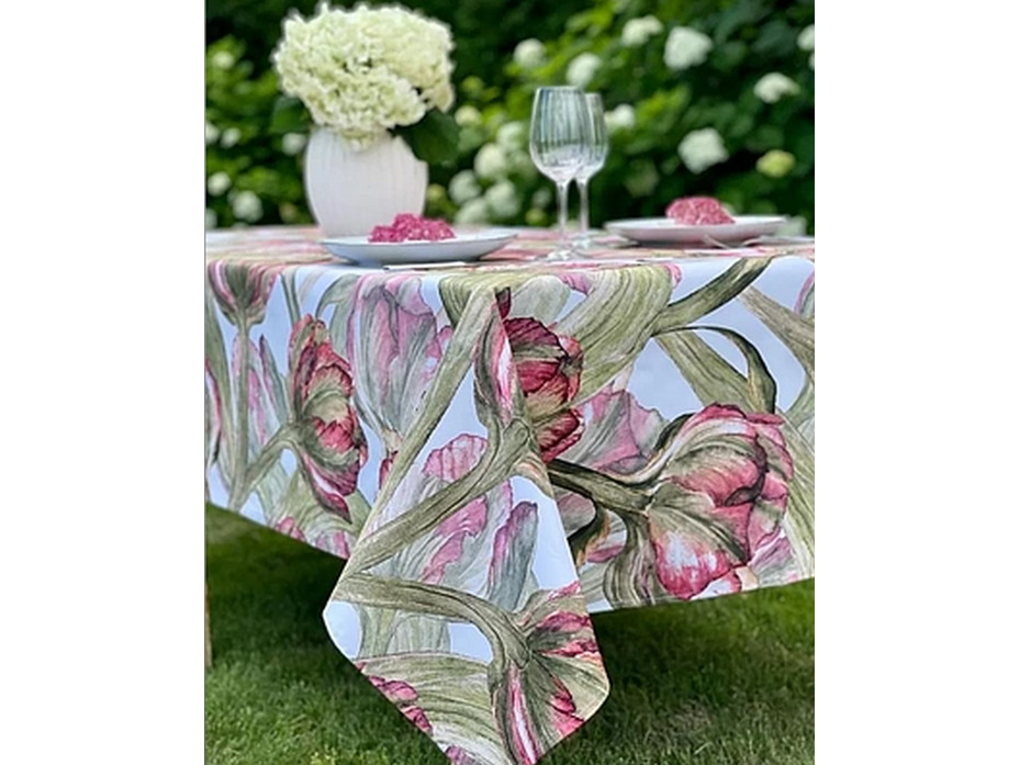 Скатерть Зеленый тюльпан хлопковая 145*250 / Bloomia