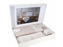 Набор полотенец с тапочками Juliet махровые (30*50, 50*100, 75*150) / Tivolyo Home