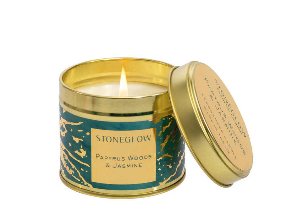 Папирус и жасмин / Свеча в жестяной банке 135 гр / StoneGlow