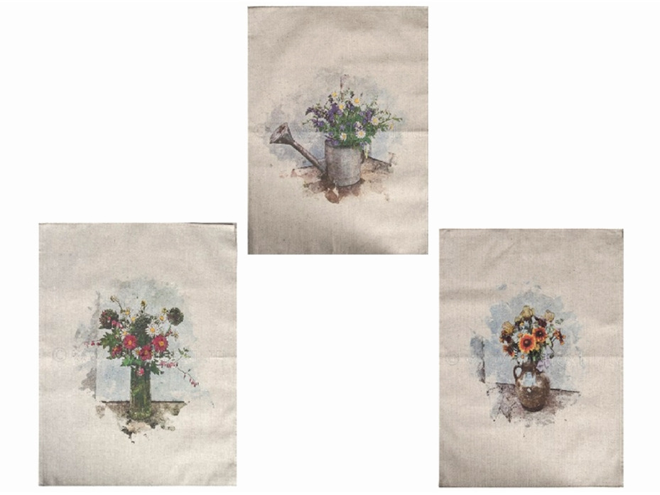 Набор полотенец 22С145-ШР Весенний букет льняные (45*60, 3 шт) / Белорусский лен