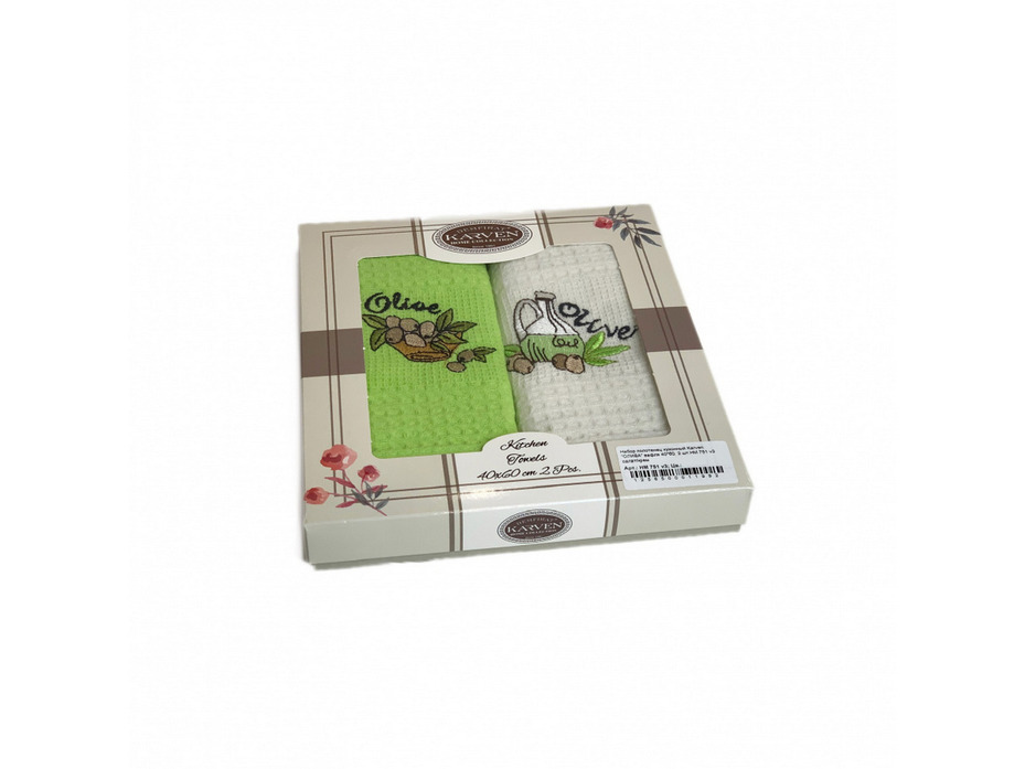 Набор полотенец HM 751 Олива вафельные (40*60, 2 шт) / Karven Набор полотенец HM 751 Олива вафельные (40*60, 2 шт) / Karven