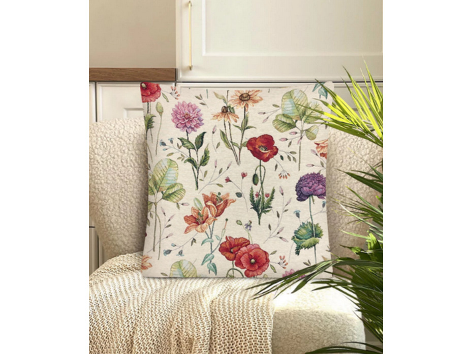 Наволочка декоративная 2415006 Акварельные маки гобелен 45*45 / Le Gobelin