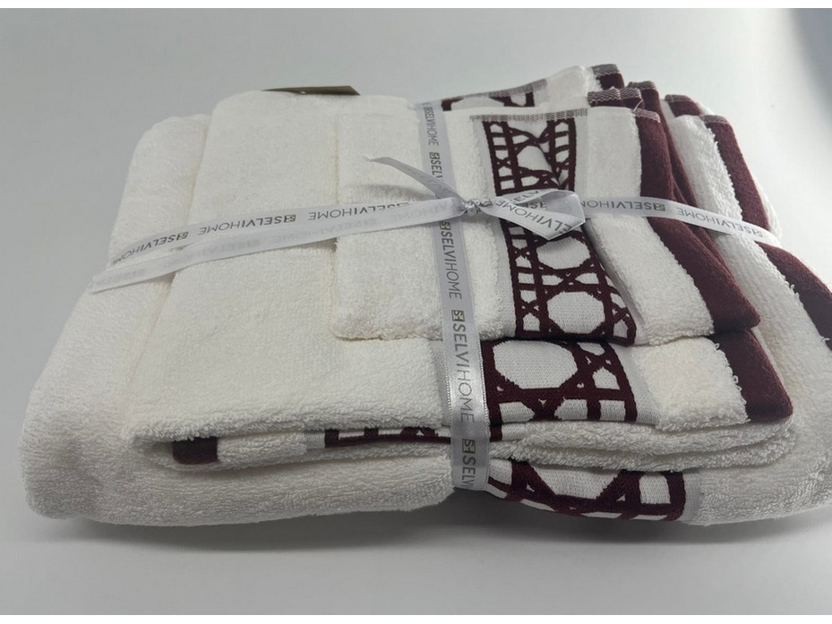 Набор полотенец Бордюр орнамент махровые (30*30, 50*80, 70*140) / Selvi Home