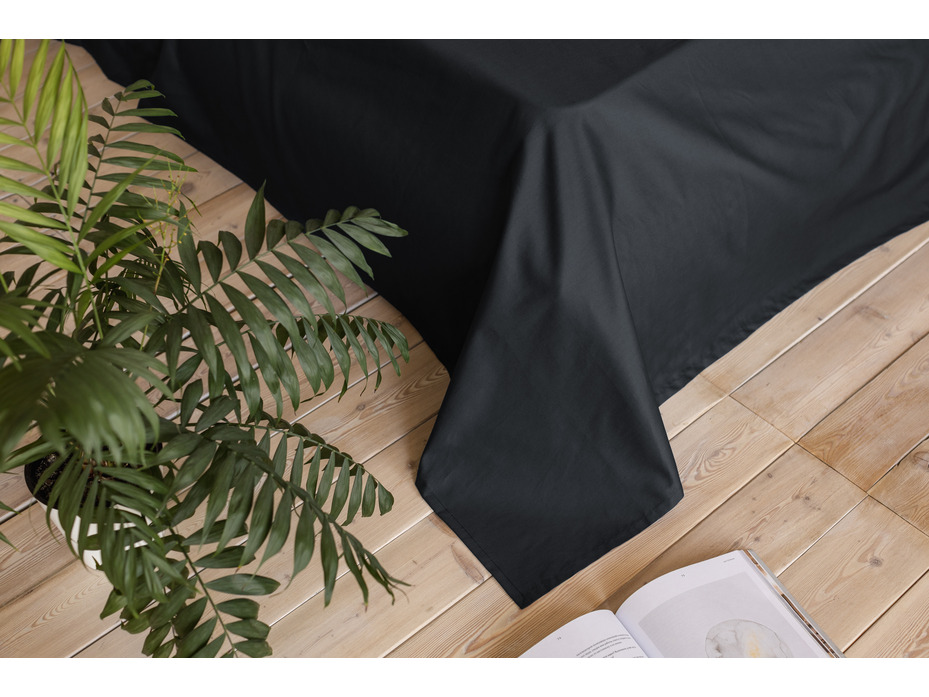 Простыня KL- 5(007) черный сатин однотонный 240*260 / Tia Простыня KL- 5(007) черный сатин однотонный 240*260 / Tia