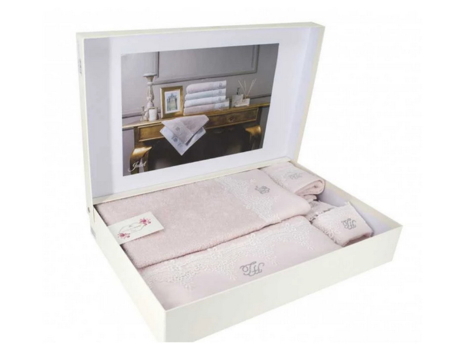 Набор полотенец с тапочками Juliet махровые (30*50, 50*100, 75*150) / Tivolyo Home