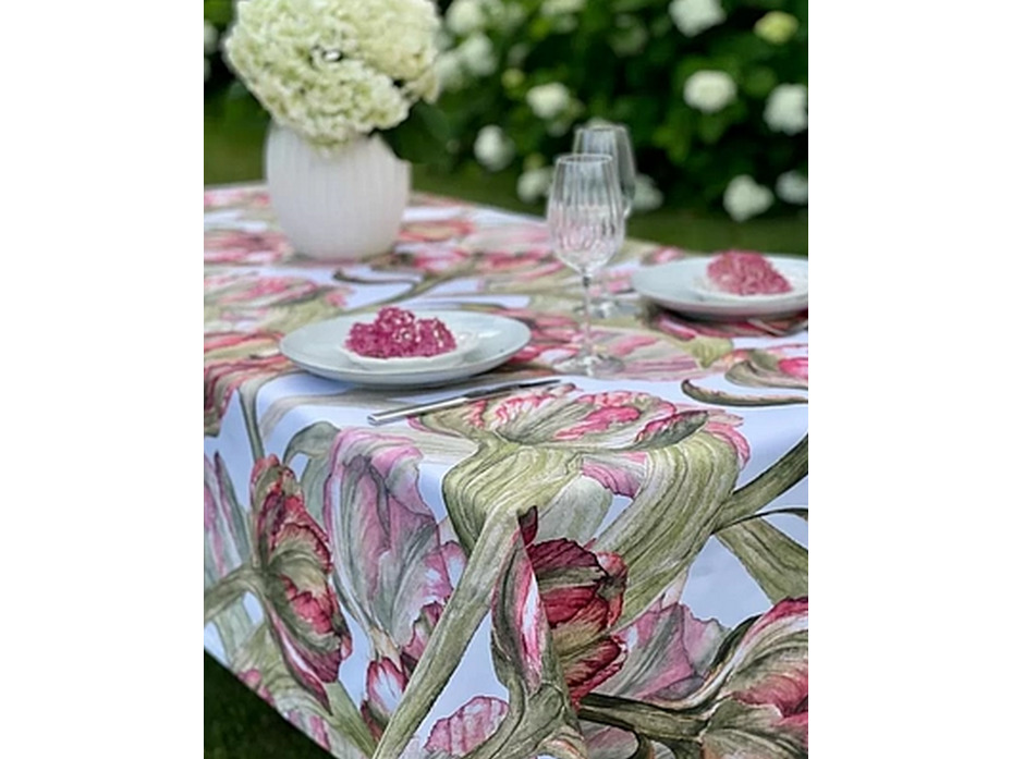 Скатерть Зеленый тюльпан хлопковая 145*250 / Bloomia