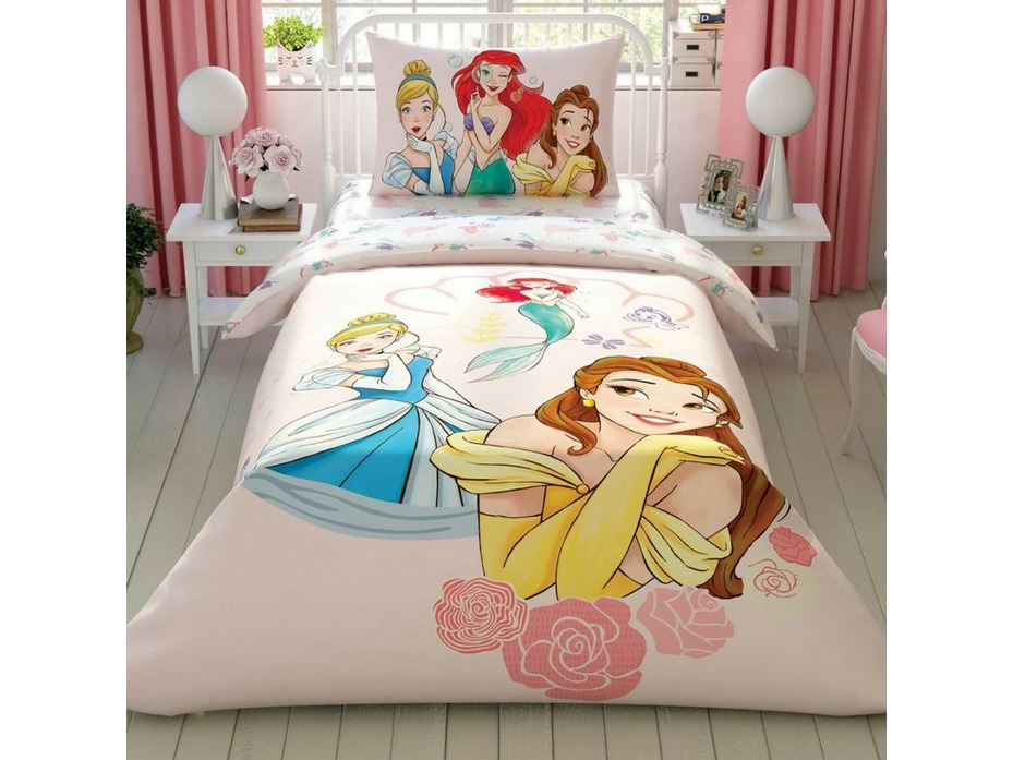 Постельное белье с простыней на резинке Принцессы Disney dh princess girl power ранфорс 1,5 сп / Tac